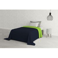 Trapuntino Estivo Linea Elegant Made in Italy Copriletto Stampato in Morbida Microfibra - Trapunta Primavera Estate Mezza Stagione - Singolo 170x270cm, Blu Scuro/ Verde Mela