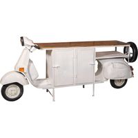 Console fer et bois, Vespa Ristrutturata comme console pour l'ameublement de la maison, L252xPR68xH108 cm, blanc antique