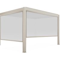 Pergola bioclimatique adossée 3x4 m et 2 stores bois crème
