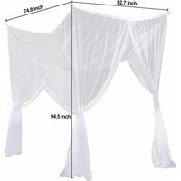 Mosquitera tamaño king con cortinas de cuatro esquinas y dosel para cama individual, ideal para cunas y camas de bebé, dormitorios de adultos, habitaciones infantiles, cunas, jardines y camping (blanc