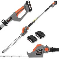 Terratek Cordless Hedge Trimmer Long Reach Bush & Shrub Cutter with 2 x 20V Li-Ion Batteries