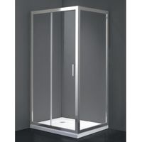 Box Doccia 95x115 Apertura Frontale Scorrevole a Due Cristalli Con Un Lato Fisso Rettangolare In Cristallo Temperato trasparente