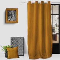 Homemaison – Rideau occultant en microfibre lavée 135x250 cm – 8 oeillets inox anti-rouilles – Entretien facile – Couleur moutarde
