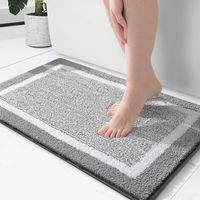 BUNTHAUS PA Tapis de bain 24 x 16 pouces, en microfibre ultra-douce et absorbante, antidérapant, lavable en machine, séchage rapide, convient aux sols de salle de bain, baignoires et douches (gris).