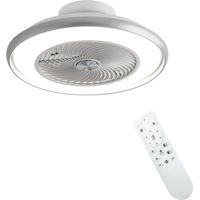 Ventilador de techo en blanco mate con luz Silencioso (45 dB) 6 velocidades Diámetro: 59 cm Aspas de MDF