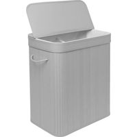 Bamboo Laundry Bin With Lid, Removable Washable Liner