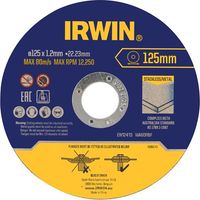 Irwin IW8082106 Metal Cutting Disc – 125mm Diameter x 1.2mm Thickness x 22.2mm Arbor Size, Pack of 10