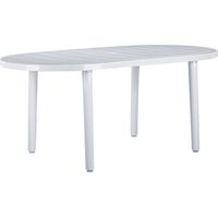 Garbar – Table ovale de jardin 180x90 cm – Polypropylène blanc – Résistante aux intempéries – Pour 4 à 6 personnes – Compatible parasol