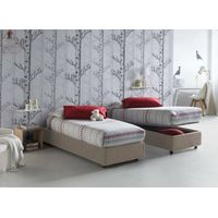 Dmora - Cama individual Dmorier, Cama contenedor con revestimiento de tela, 100% Made in Italy, Apertura frontal, con colchón Cm 90x200 incluido, Tórtola