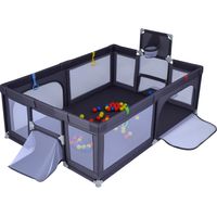 Costway – Parc bébé avec tapis – Aire de jeu 207 x 145 x 68 cm – 50 balles océaniques, panier de basket, 4 anneaux de traction – Tissu Oxford sans BPA