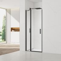 Swiss Aqua Technologies Mampara de ducha pivotante antical Fusion 100x196cm con perfil negro mate (SATFUDP100NIKAC)