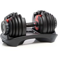 Haltère court réglable 2,5 à 24 kg – Mécanisme de rotation rapide – Pour musculation et fitness à domicile – Couleur rouge et noir