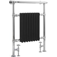 Hudson Reed – Sèche-serviettes rétro noir et chrome 96cm x 67,5cm – Puissance 680W – Acier de qualité – Garantie 10 ans – Raccordement chauffage central