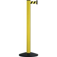 Poste de cinturón simple D83xH970mm negro cinturón negro/amarillo pie VG VIA GUIDE