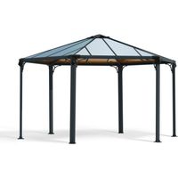Monaco Hexagonal Garden Gazebo Polycarbonate - L450 x W390 x H289.5 cm - Grey