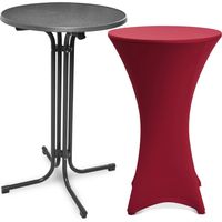 Outdoor Stehtisch Bellini, klappbar, Ø80cm, Grau, mit Husse