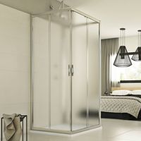 Cabine de douche coulissante en forme U verre opaque h 198 mod. Evolution Trio 70x70x70 cm carré
