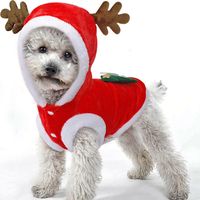 (xL) Tenues de Noël pour chien, chat, costume de Noël pour chien, pulls de Noël, manteau à capuche, chapeau, vêtements pour animaux de compagnie, renne, déguisement amusant de Père Noël, cosplay