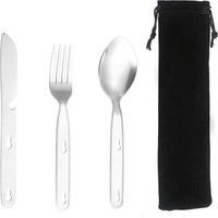 Ensemble de 3 couverts de camping en acier inoxydable – couverts d'extérieur pour le camping, la randonnée, la chasse et la pêche