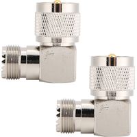 2 adaptateurs coaxiaux RF coudés UHF mâle PL259 vers femelle SO239