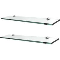 S'AFIELINA Glass Bathroom Shelves, Wall Mounted Bathroom Shelf 8MM Thick Tempered Glass Shelf for Kitchen Living Room and Toilet, 48CM 2 Packs