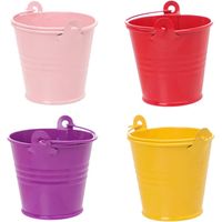 Ineasicer Lot de 12 mini seaux à plantes, mini seaux en métal, mini seaux en métal avec poignées, mini seaux en métal pour pots de fleurs, cadeaux d'invités, mariages, fêtes, confiseries, jardins (4 c