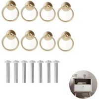 Set of 8 Antique Brass Ring Pulls, Single Hole Round Ring Handles, Suitable for Door Cabinets, Vanities, Drawer Dressers
