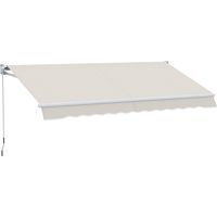 Toldo de pared manual aluminio poliéster UV50+ exterior con manivela 200x250 cm blanco crema