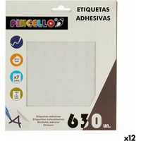 Étiquettes adhésives - PINCELLO - Ø 13 mm - Blanc - 12 Unités - Multicolore