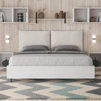 Letto matrimoniale con rete 160x190 bianco frassino cuscini similpelle bianco Egos Antea