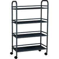 Carrello Portavivande 4 Ripiani Ruote Cucina Mobile 60x32x100 cm Nero