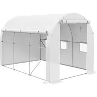 Outsunny – Serre tunnel 6 m² – 1 porte + 2 parois latérales zippées – Bâche anti-UV 140 g/m² – Acier galvanisé – Dimensions 296L x 196l x 200H cm