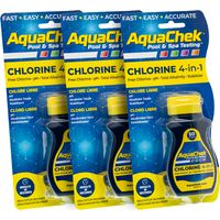 Pack 3 Aquachek Yellow Analysestreifen für Chlor, pH, Alkalität und Cyanursäure.