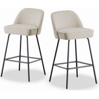 AINPECCA Modern Bar Stools Set of 2, High-Resilience with Spring Cushion and Metal Legs, Breakfast Bar Stools Armless Padded Back Breakfast Counter Chairs for Kitchen Island, Pub, Restaurant (Beige)