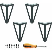 Juego de 4 patas de mesa de metal negro - Patas intercambiables para muebles - Para mesa de centro, TV, sofá, cama y otros muebles - Con tornillos (15 cm)