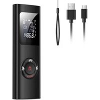 Télémètre laser portable de 40 mètres, IPSXP, avec calculateur de volume, fonction théorème de Pythagore, indice de protection IP54, écran LCD rétroéclairé et rechargeable.