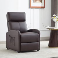 MCC DIRECT Push Back Chair Faux Leather Reclining Pushback Arm Sofa BROWN