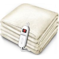 sinnlein Calienta Camas Manta Eléctrica 160 x 120 cm Crema Con Desconexión Automática y Temporizador 9 Niveles de Temperatura Pantalla Digital Lavabale hasta 40°C