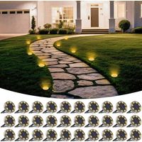 Lot de 6 Lampe Solaire Au Sol, 8 LED Lumiere Solaire Exterieur Jardin IP68 Étanche, Spot Solaire Extérieur pour Chemins Pelouse Terrasse Allée Cour Piscine Passerelle, Blanc Froid