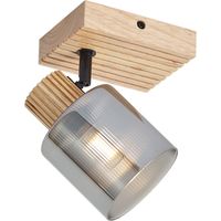 QAZQA Spot moderne en bois avec verre fumé rotatif et inclinable