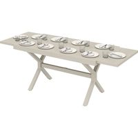 Table de Jardin Extensible Aluminium Acier 154/214 cm 8-10 Personnes Gris Imitation Bois