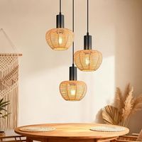 GBLY Lámpara Suspensión Boho Rotin 3 Bombillas Vintage Trenzada Cuerda de Lino E27 Sin Bombilla Para Comedor Dormitorio