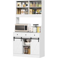 Alacena cocina 2 puertas corredizas 3 cajones encimera microondas estantes ajustables blanco 93.5x40x180cm