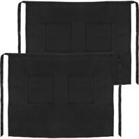 PrimeMatik - Tablier de serveur 56 x 47 cm noir taille moyen avec 2 poches 2-pack