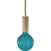 creative cables - Lampada a sospensione Made in Italy completa di cordone nautico XL e finiture in legno