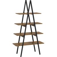 Scaffale Libreria 4 Livelli in Truciolato e Acciaio ad A