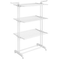 Songmics – Étendoir à linge pliable 4 niveaux avec roulettes – Acier inoxydable – 63,5 x 128 x 173 cm – Grande capacité 35 kg – Montage facile