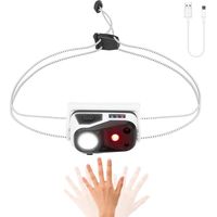 Lampe frontale à LED, lampe frontale rechargeable par USB Highlight Wick Headlight avec 4 modes, détecteur de mouvement