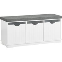 Sobuy – Banc d'entrée avec 3 cubes de rangement en MDF – Coussin rembourré pour assise confortable – Dimensions 100x36x46cm – FSR30W