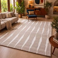 Tapis design Bali Bliss - Designertapis - 180x120cm, Rectangular - 100% Laine vierge - Tufté main - Beige